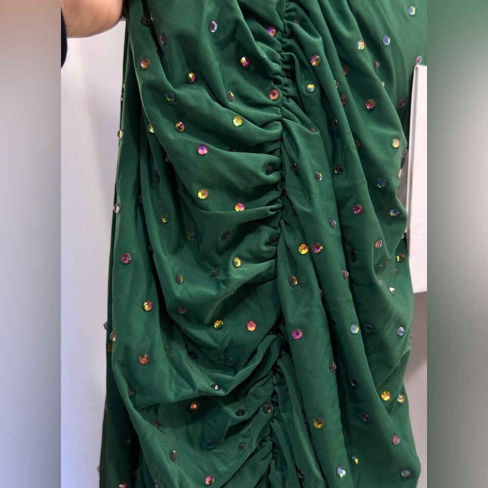 New NWT Alex Perry Ruched Crystal Skirt in Emerald embellished ruched bodycon - Picture 12 of 15